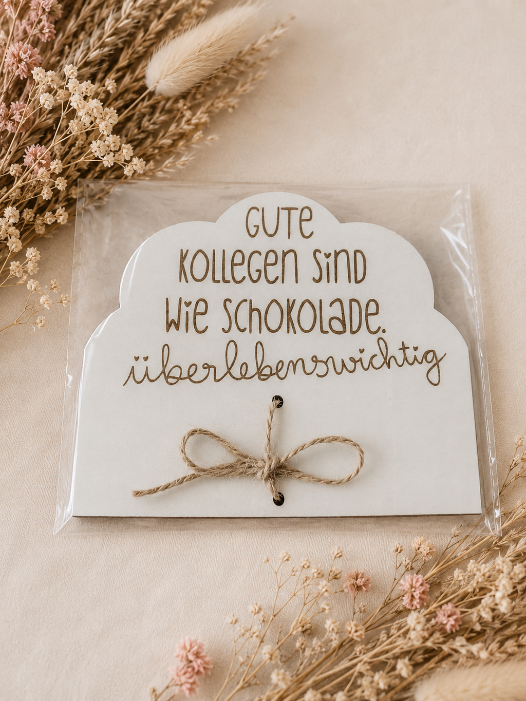 Geschenk für Kollegen – Holzschild „Gute Kollegen sind wie Schokolade“