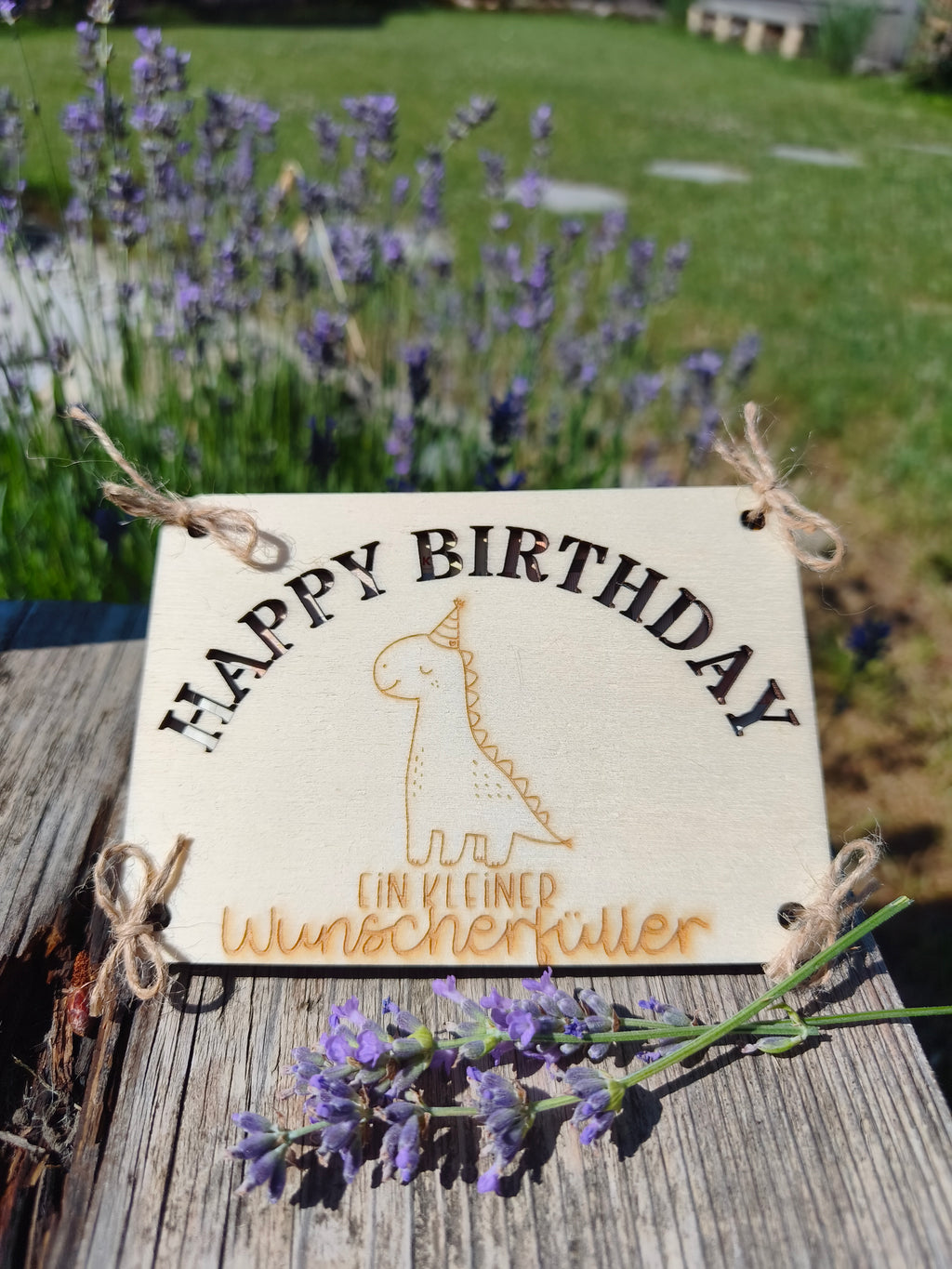Holzkarte für Geldgeschenke „Dinosaurier" oder „Einhorn" – Happy Birthday